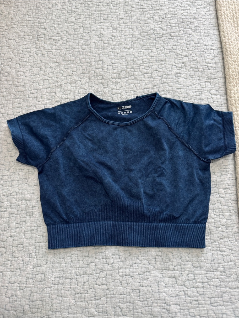 Navy Short-Sleeve Crop Top - Minimal Crew Neck